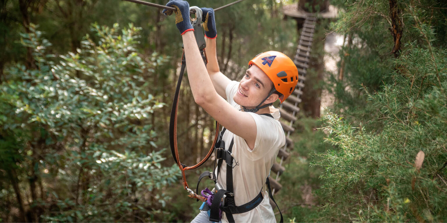 Treetops Central Coast. Climb in the trees. Zipline.